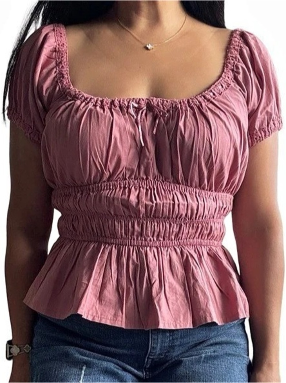 Studio Medium Pink Peplum Blouse Size Medium